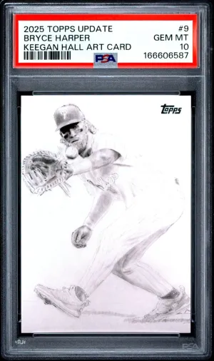 2025 Topps Update #9 Keegan Hall Art Cards Bryce Harper PSA 10
