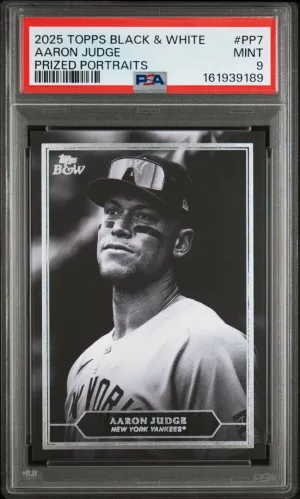 2025 Topps Black & White #PP7 Aaron Judge Prized Portraits PSA 9