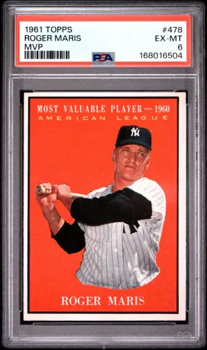 1961 Topps Roger Maris Mvp PSA 6 #478