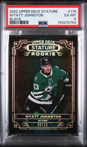2022 Upper Deck Stature Wyatt Johnston Black Rookie /15 PSA 6 #176