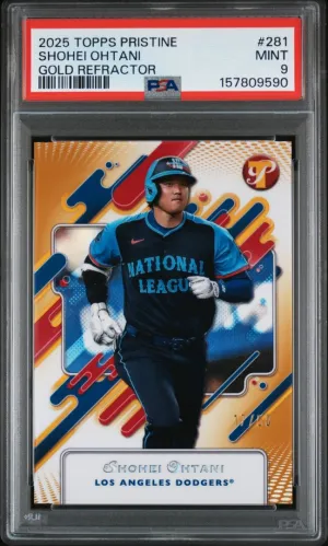 2025 Topps Pristine Shohei Ohtani Gold Refractor 17/50 PSA 9 #281 JERSEY NUMBER