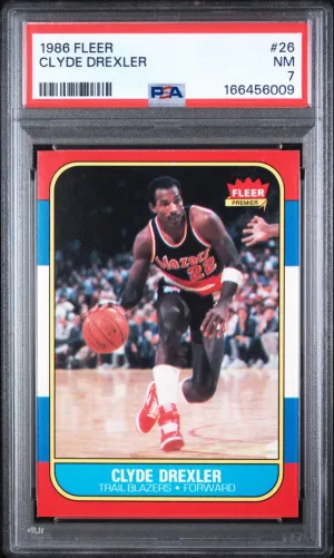 1986 Fleer Clyde Drexler RC PSA 7 #26