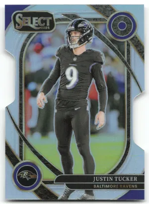 Justin Tucker 2024 Panini Select Silver Prizm Die Cut Ravens