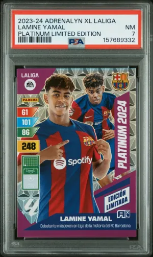 2023 Panini Adrenalyn XL La Liga Lamine Yamal RC Platinum Limited Edition PSA 7