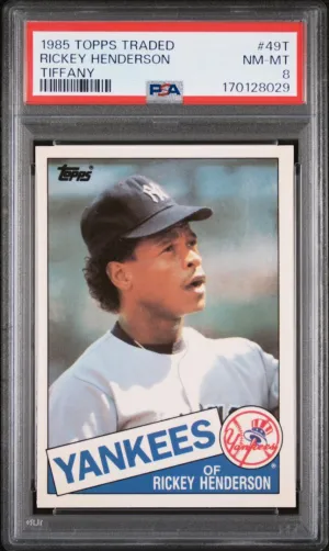 1985 Topps Traded Tiffany Rickey Henderson PSA 8 #49T