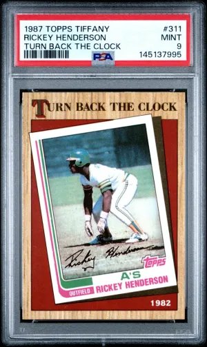 1987 Topps Tiffany Rickey Henderson Turn Back the Clock PSA 9 #311