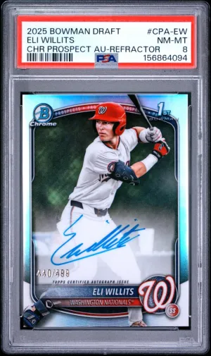 2025 Bowman Draft Chrome Eli Willits Prospect Auto Refractor PSA 8 #CPA-EW