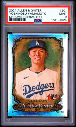 2024 Topps Allen & Ginter Yoshinobu Yamamoto RC Chrome Refractor PSA 9 #201