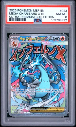 2025 Pokemon English ME Black Star Promo Mega Charizard X ex UPC PSA 8 #023
