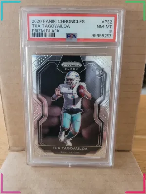 2020 Panini Chronicles #PB2 Tua Tagovailoa Prizm Black Silver RC PSA 8 NM-MT