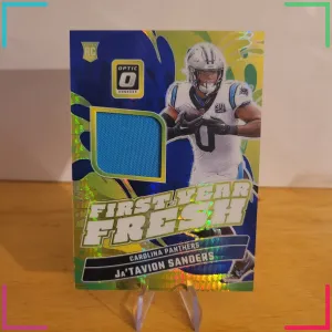 Ja'Tavion Sanders 2024 Donruss Optic First Year Fresh Relic Blue Hyper Panthers