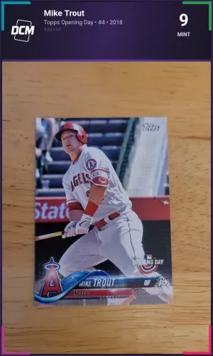 Mike Trout - Topps Opening Day - #4 - 2018 - DCM 9 - Mint
