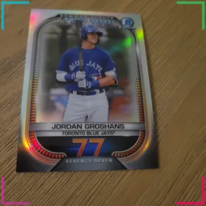 JORDAN GROSHANS 2021 BOWMAN CHROME SCOUTS TOP 100 #BTP-77 TORONTO BLUE JAYS