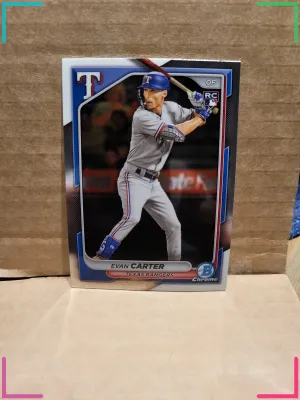 Evan Carter 2024 Bowman Chrome Rookie Card #65 - Texas Rangers