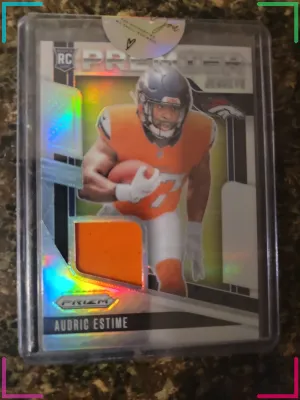 Audric Estime 2024 Panini Prizm Premier Jerseys Silver Prizm RC #PJ-AEE Broncos