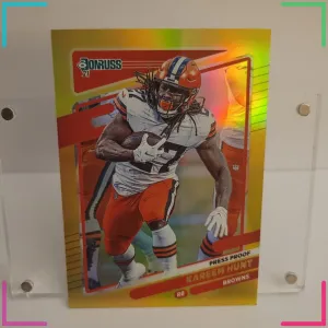 2021 Panini Donruss Gold Holo Press Proof Kareem Hunt #197 Cleveland Browns