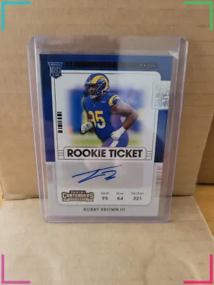 BOBBY BROWN III 2021 PANINI CONTENDERS ROOKIE TICKET AUTO #202 RC RAMS