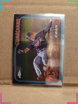 2024 Topps Chrome Baseball Card Silver Refractor- #30 Steven Kwan