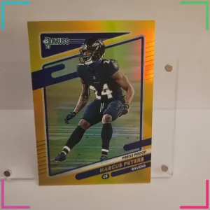 Marcus Peters Ravens 2021 Donruss Press Proof Gold Holo Premium Stock #243