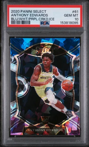2020 Panini Select Anthony Edwards Blu/Wht/Prpl.crkd.ice PSA 10