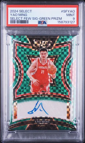 2024 Panini Select Select Few Signatures Yao Ming Select Few Sig-Green Prizm /5 PSA 9