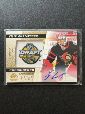 2021-22 UD SP Game Used Filip Gustavsson Embroidered Auto Patch /49 #87