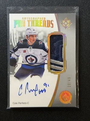2022-23 Upper Deck Ultimate Collection Cole Perfetti Pro Threads Auto Patch /49