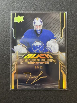2023-24 Upper Deck SPx Black Devon Levi Lustrous Rookie Auto /25 Gold
