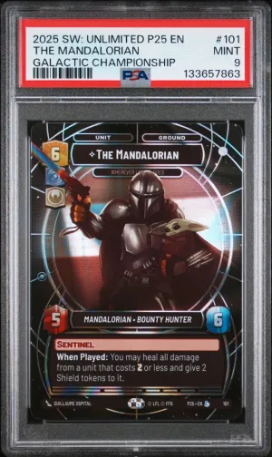 2025 Star Wars: Unlimited P25 En-Promos The Mandalorian Galactic Champ PSA 9