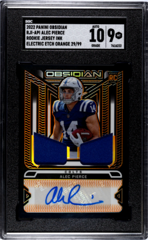 2022 Panini Obsidian #RJI-API Alec Pierce RPA Electric Etch Orange SGC 10 #/99