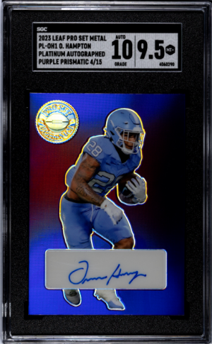 2023 Pro Set Metal #PL-OH1 Omarion Hampton Platinum Purple #/15 SGC 10