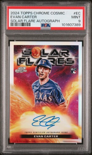 2024 Topps Cosmic Chrome Solar Flare Autographs Evan Carter PSA 9