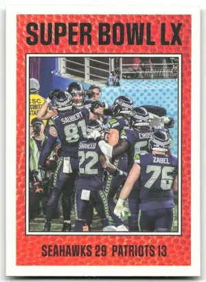 Seahawks Superbowl Team Card 2026 Topps Heritage Sam Darnold Jaxon Smith Njigba