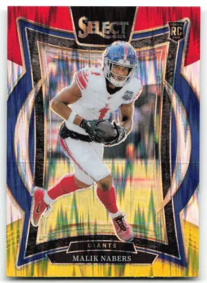 Malik Nabers RC 2024 Panini Select Red & Yellow Prizm Shock Giants
