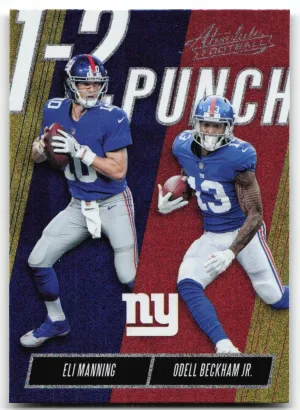 Odell Beckham Jr. Eli Manning 2018 Absolute 1-2 Punch Spectrum Gold Giants