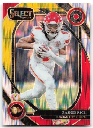 Rashee Rice 2024 Panini Select Red & Yellow Prizm Shock Chiefs