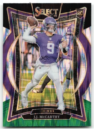 J.J. McCarthy RC 2024 Panini Select Black & Green Prizm Shock Vikings