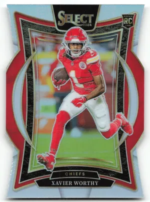 Xavier Worthy RC 2024 Panini Select Silver Prizm Die Cut Chiefs