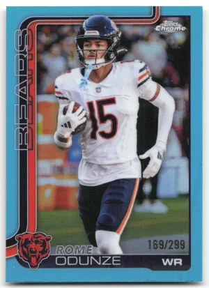 Rome Odunze 2025 Topps Chrome True Teal Refractor #/299 Bears