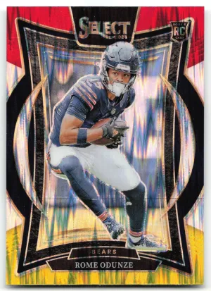 Rome Odunze RC 2024 Panini Select Red & Yellow Prizm Shock Bears