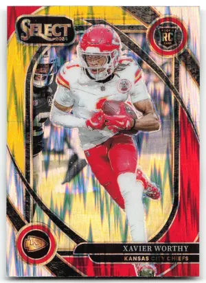 Xavier Worthy RC 2024 Panini Select Red & Yellow Prizm Shock Chiefs