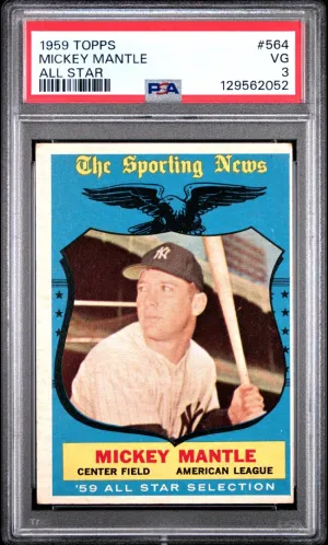 1959 Topps Mickey Mantle All Star PSA 3 #564