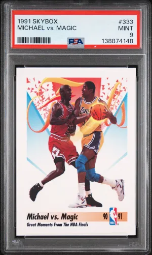Michael Jordan/Magic Johnson 1991 Skybox Michael Vs. Magic #333 PSA 9
