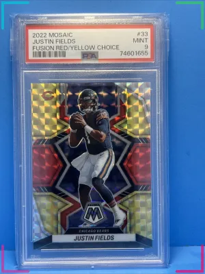 Justin Fields 2022 Mosaic Fusion Red Yellow #33 2/80 PSA 9