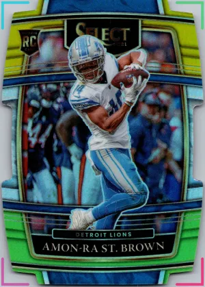 2021 Panini Select Amon-Ra St. Brown Concourse Green Yellow Die-Cut RC 73