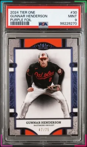 Gunnar Henderson 2024 Tier One Purple Foil #30 47/75 PSA 9 Pop 1