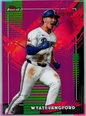 2026 Topps Finest Wyatt Langford #241 Rare Pink Refractor /250 Rangers