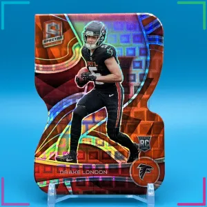 Drake London 2022 Panini Spectra Neon Orange Die Cut #146 2/15