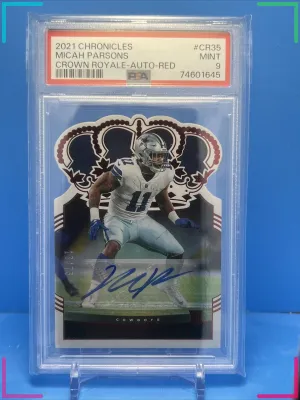 Micah Parsons 2021 Chronicles Crown Royale Red Auto #CR35 18/75 PSA 9 Rookie