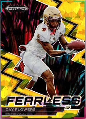 2023 Panini Prizm Draft Picks Zay Flowers Fearless Gold Ice F-24 BC